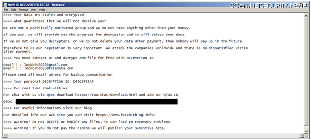 LockBitからではなく、別の攻撃グループによる情報窃取を伝える偽の通知