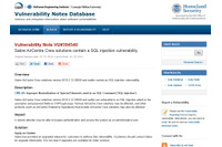 「Sabre AirCentre Crew ソリューション」にSQLインジェクションの脆弱性（JVN） 画像