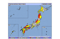 東北地方や西日本では局地的に激しい雨、高知県では土砂災害警報も発令(気象庁) 画像