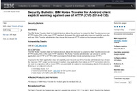 Android版「IBM Notes Travelerクライアント」に認証情報を取得される脆弱性（JVN） 画像