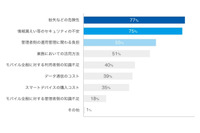紛失などの危険性、情報漏えい等のセキュリティの不安がスマートデバイス導入の課題に(アイキューブドシステムズ) 画像