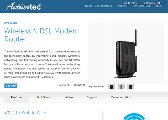 「Actiontec GT784WN Wireless N DSL モデムルータ」のページ