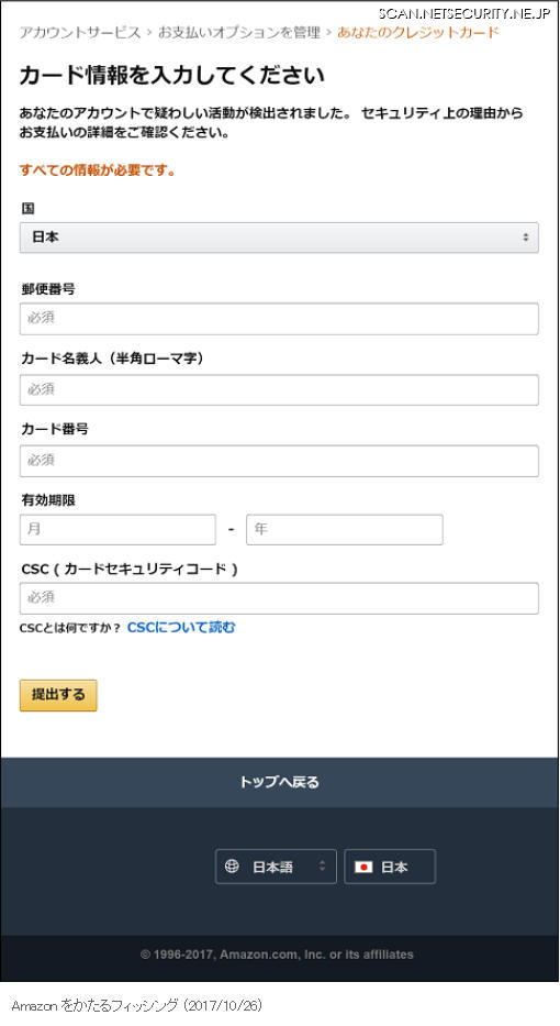 確認されたフィッシングサイト（1からの遷移）