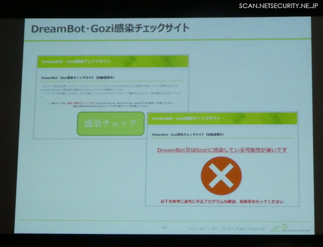 DreamBot・Gozi感染チェックサイト