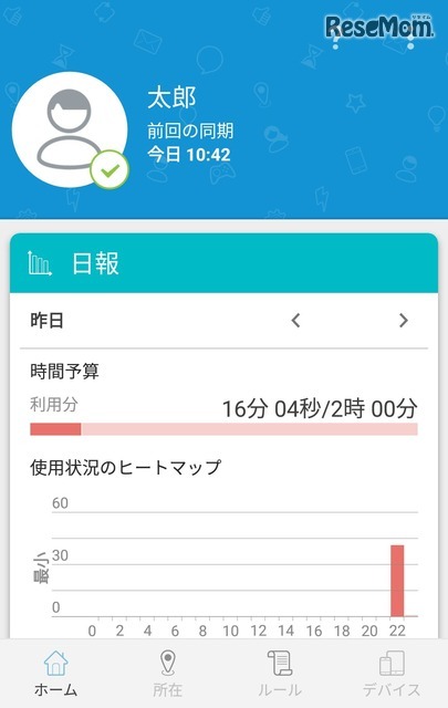 「ESET Parental Control for Android」利用画面（保護者用）