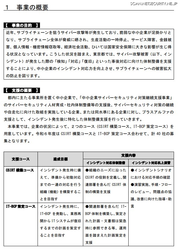 「令和 6 年度中小企業サイバーセキュリティ特別支援事業」概要