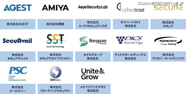 Limited Partnerとして参画するセキュリティ企業一覧（50音順）