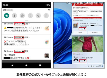 海外政府の公式サイトからプッシュ通知が届くように