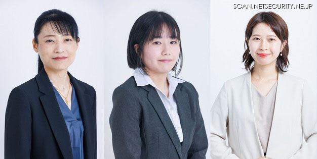（写真左から）株式会社ソリトンシステムズ ITセキュリティ事業部 エバンジェリスト 荒木 粧子 氏、ITセキュリティ事業部 プロダクトマーケティング部 小川 あさぎ 氏、IT セキュリティ事業部 プロダクトマーケティング部 松田 真結 氏