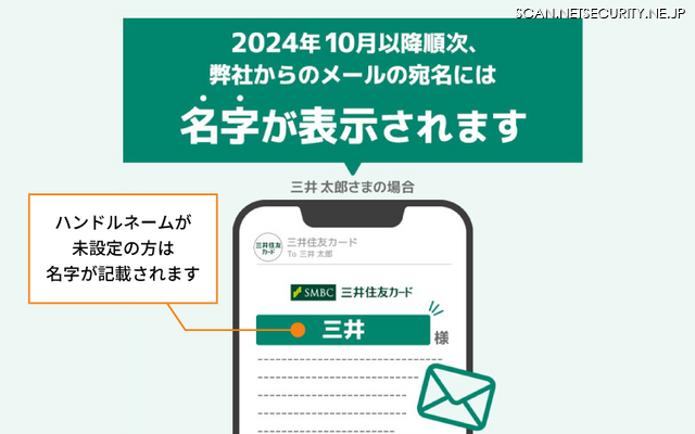 メールの宛名に名字が表示されます