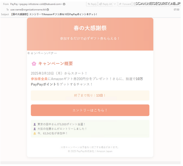 PayPayを装ったメール