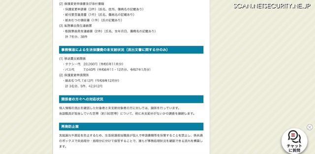 リリース（事務懈怠による生活保護費の未支給状況（流出文書に関する分のみ））