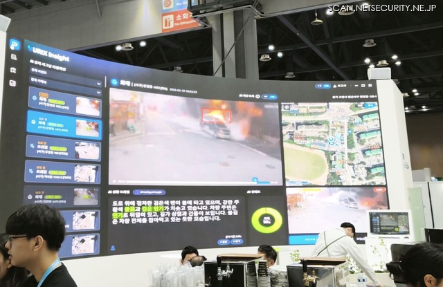 スマートポールの映像や音声はこのように集中管理できる。管制室からスピーカーで誘導指示も可能