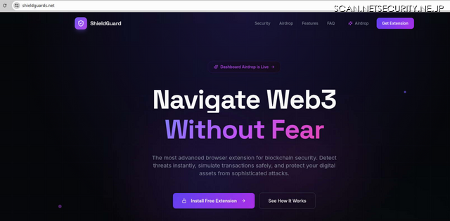 図1： ShieldGuardウェブサイトのトップページ