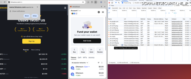 図10： 人気のある仮想通貨サイトを閲覧した際の拡張機能の動作分析(2)
