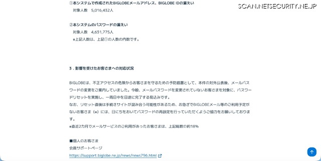 リリース（影響を受けたお客さまへの対応状況）