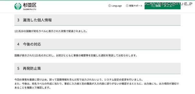 リリース(漏洩した個人情報)