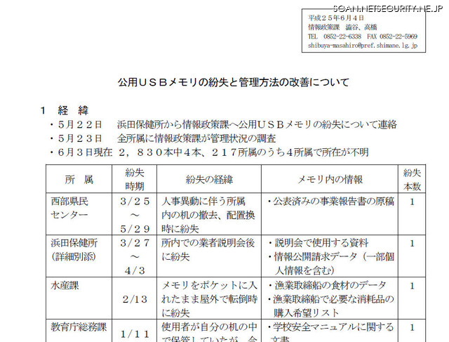 島根県による発表