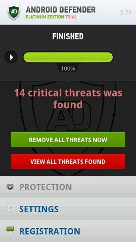 Android用の偽ウイルス対策アプリのスクリーンショット