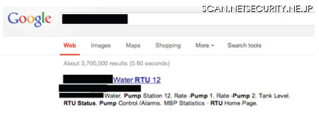 Google DORKS検索で容易に特定できた水ポンプ場