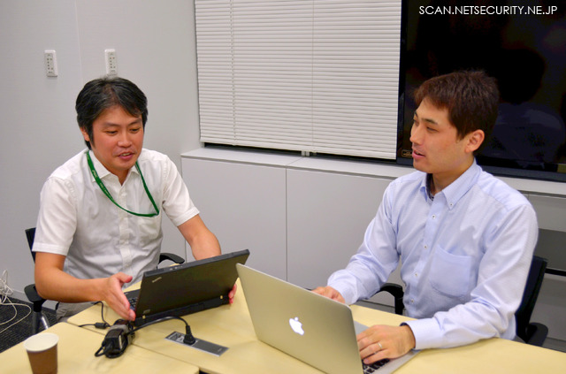 日本ネットワークインフォメーションセンター 岡田雅之氏 （左）と、日本ネットワーク・オペレーターズ・グループ 平井則輔氏（右）