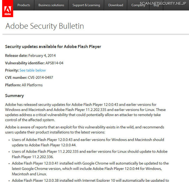 Adobeによるセキュリティアップデート情報