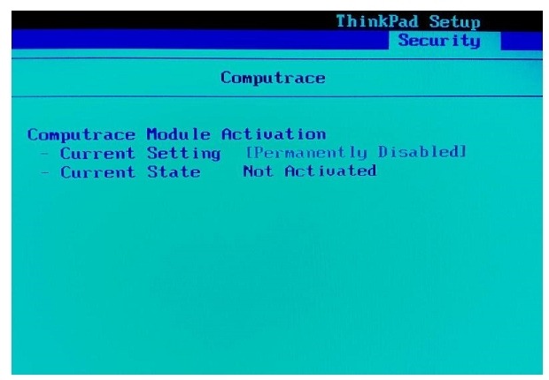 Lenovo Thinkpad X1のBIOSに設定されたComputrace