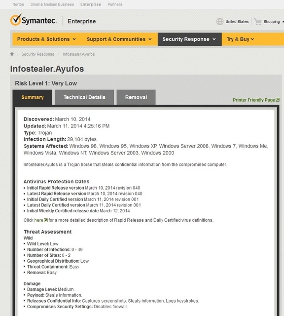 「Infostealer.Ayufos」の詳細