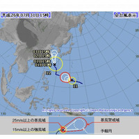 7月31日夜に大型の台風12号が沖縄地方へ最接近(気象庁) 画像