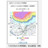 激しい雨が降る最大10分前に電子メールで情報を伝達、有用性検討のための社会実験を実施(日本気象協会、防災科学技術研究所) 画像