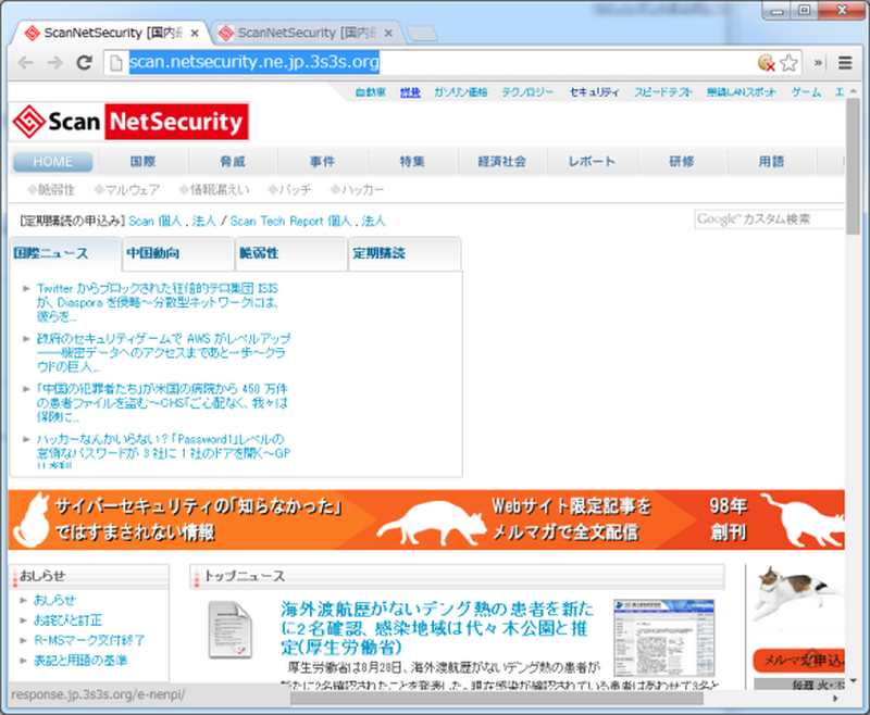 「3s3s.org」にURLを入力すると入力したURLと同じ内容が表示されます。