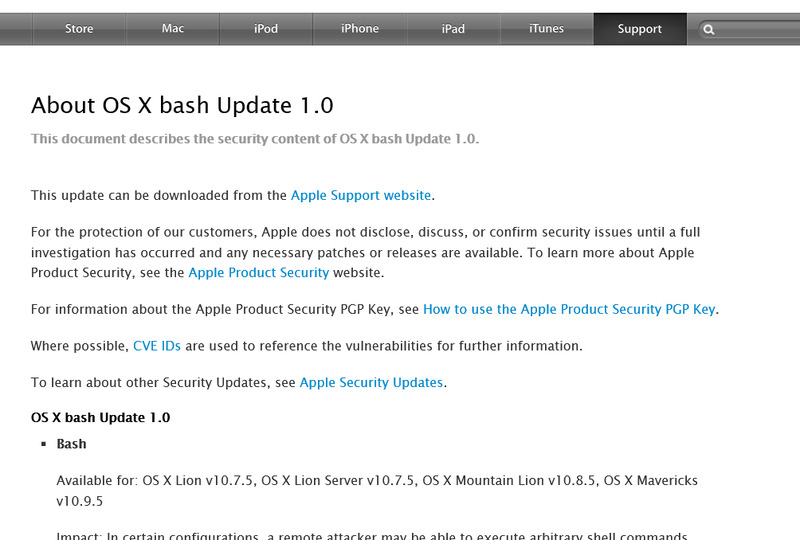 アップルによるアップデート情報