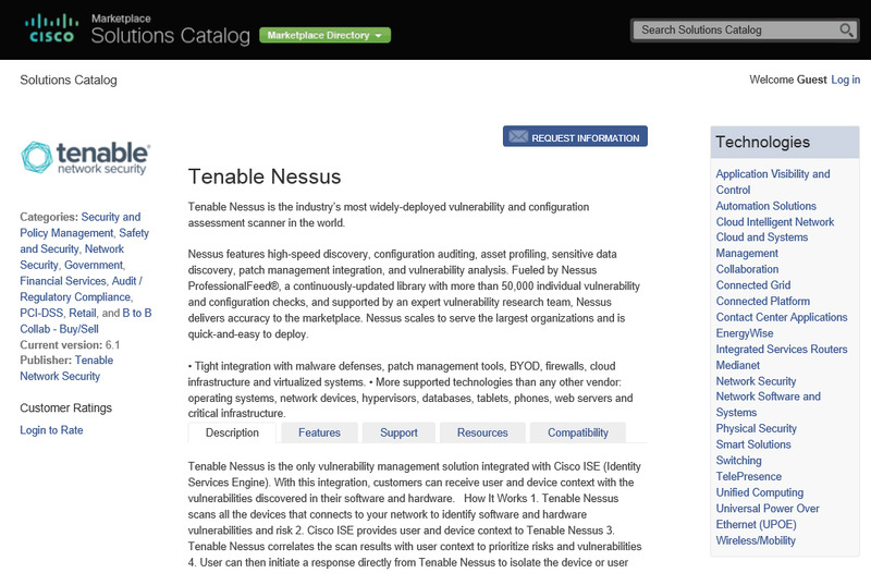 CiscoのTenable製品紹介ページ