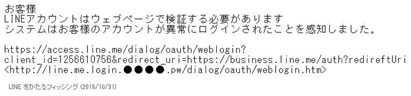 確認されたフィッシングメール
