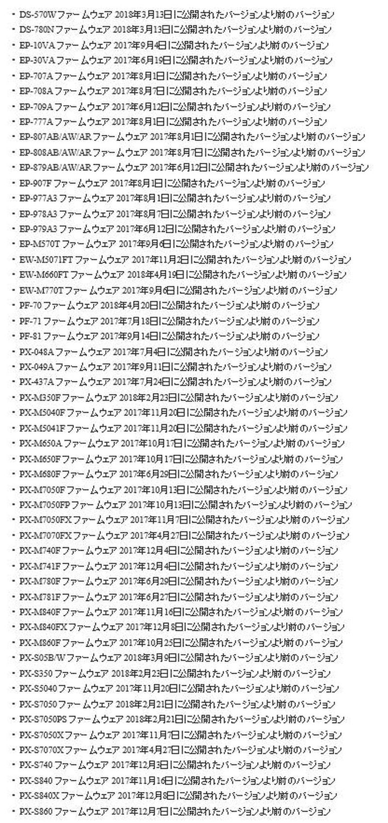 脆弱性の影響を受ける製品