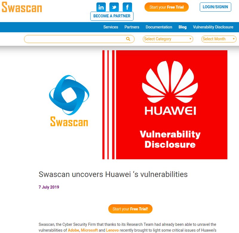 ファーウェイ社に許された範囲内でのイタリア Swascan 社による情報発信