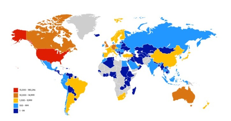 稼働中のBIG-IPの分布図。約60％は米国に設置されている