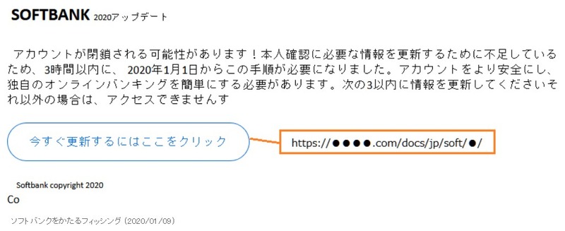 確認されたソフトバンクを騙るフィッシングメール