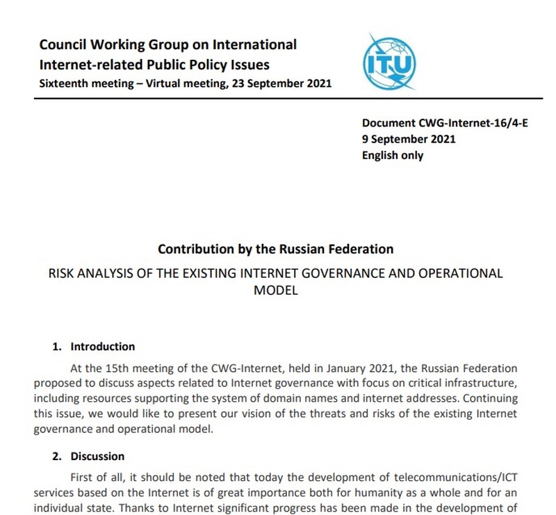 「RISK ANALYSIS OF THE EXISTING INTERNET GOVERNANCE AND OPERATIONAL MODEL」