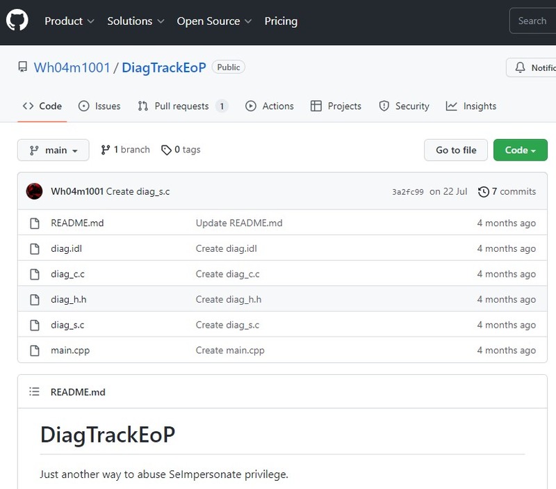 https://github.com/Wh04m1001/DiagTrackEoP