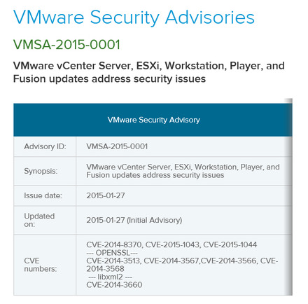 VMwareによるセキュリティアドバイザリ