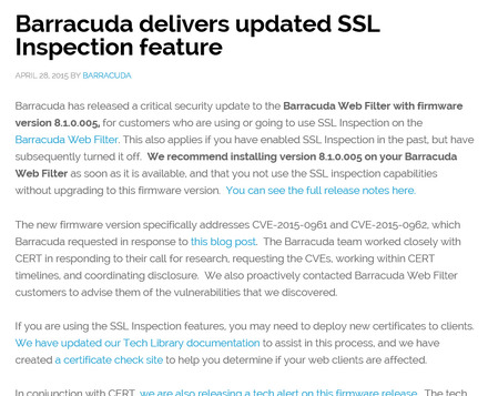 Barracuda Networksによるアップデートのリリース