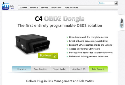 「C4 OBD2 ドングル」の製品サイト