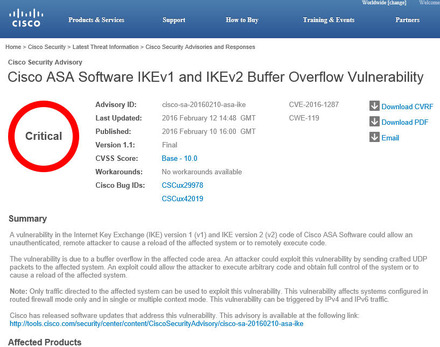Cisco ASAにバッファオーバーフローの脆弱性（JVN）