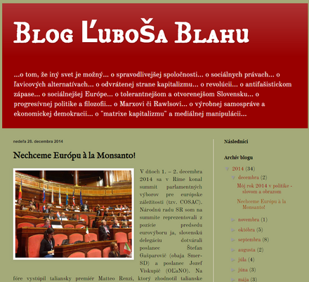 ルボシュ・ブラハ議員のブログページ（ lubosblaha.blogspot.com ）