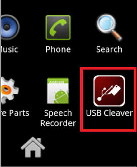 入手したサンプルを実行すると、USBCleaverという名前のアプリをデバイスにインストールする