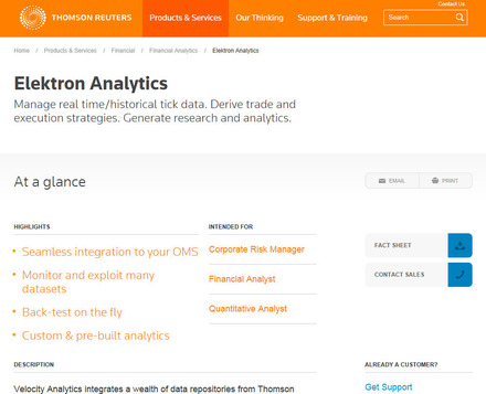 「Thomson Reuters」の製品サイト