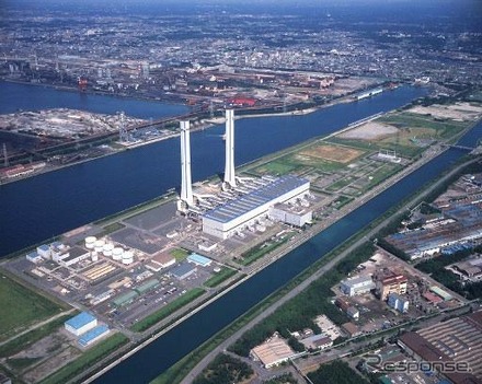 東京電力千葉火力発電所。新設備は、中央の建物の右奥に建設される。