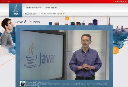 「Java 8 Launch」のLive Webcastページ