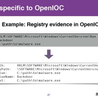 OpenIOCの問題点の一例。レジストリのValueとDataが、OpenIOCの表記ではそれぞれValueNameとValueとなり、非常に紛らわしい。